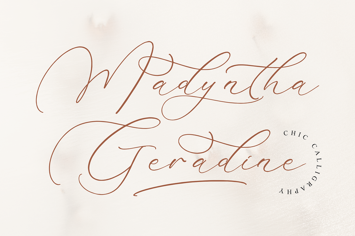 Madyntha Geradine Chic Calligraphy, a Script Font by Storytype Studio (Photo 1 of 15)