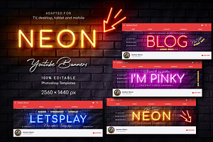 Neon YouTube Channel Art, a Social Media Template by Andrew Skoch Design