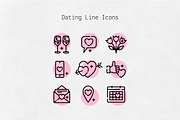 Dating Line Icons, an Outline Icon by Lyolya Profitrolya (Thumbnail 1 of 2)