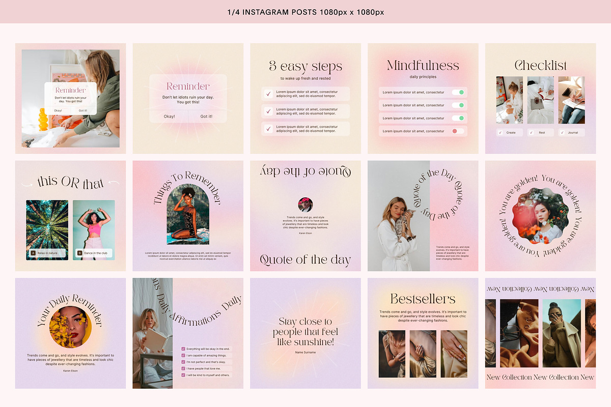 Pink Pastel Gradient Instagram CANVA, a Social Media Template by Alice Store (Photo 2 of 8)