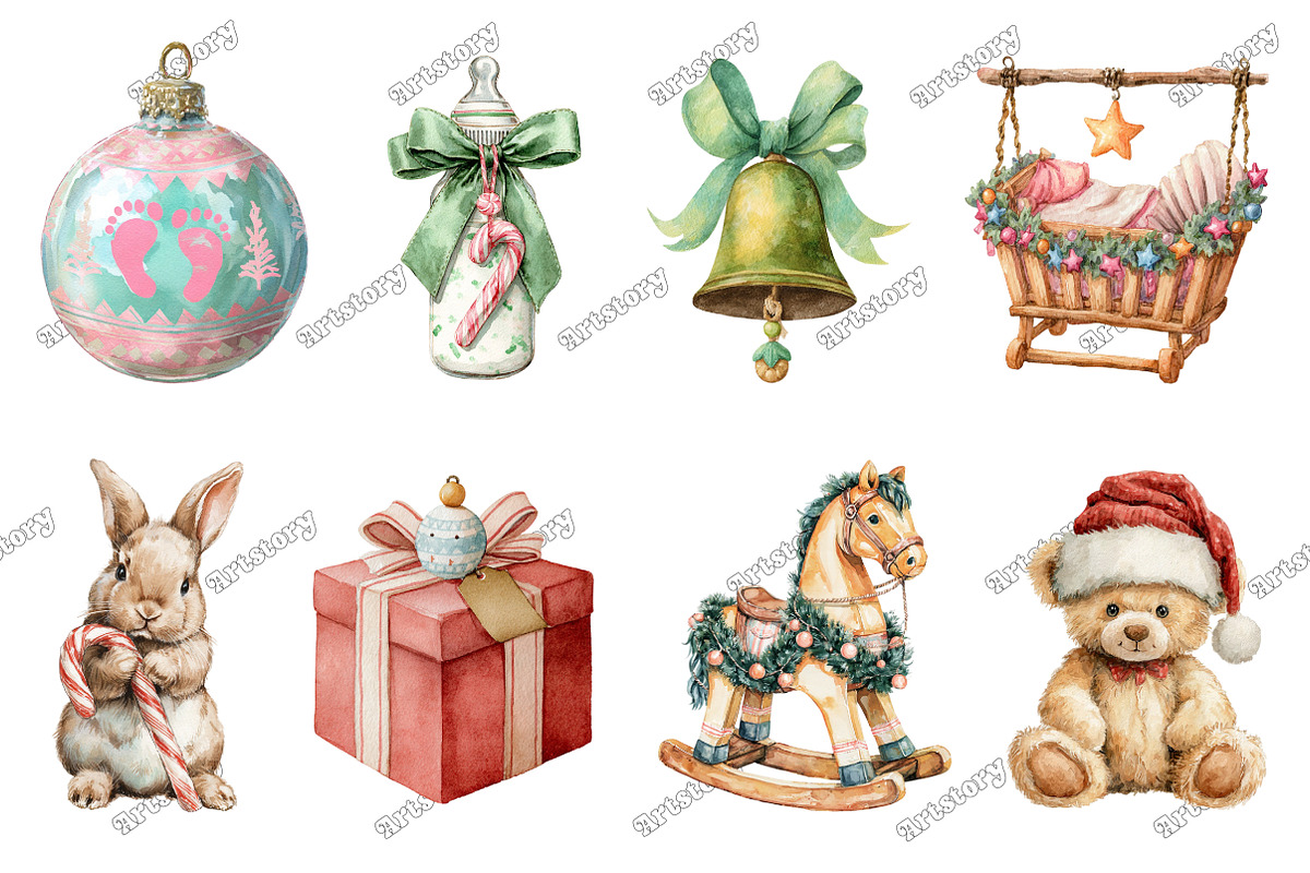 Baby's 1st Christmas Festive Clipart, a Graphic by designcity5 (Photo 2 of 5)