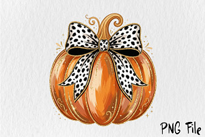 Dalmatian Dot Bow Pumpkin PNG, a Seasonal Illustration by Rose Art