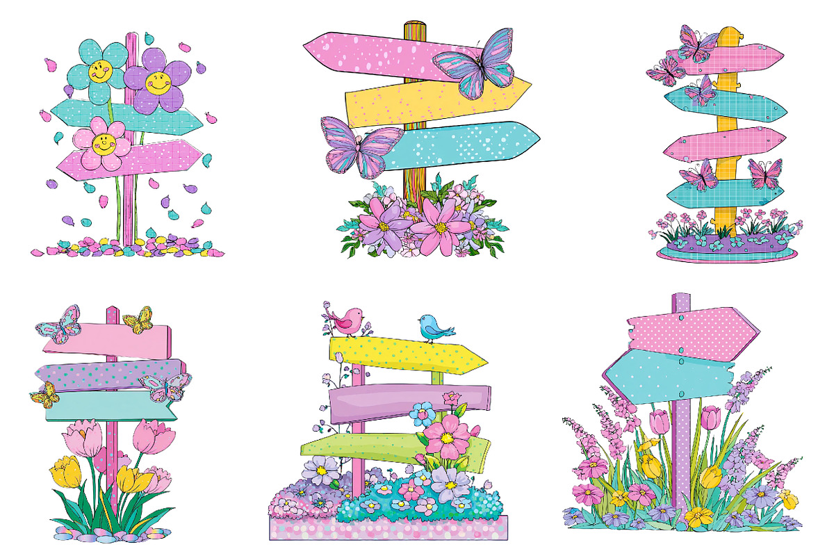 Flowers Spring Singpost Clipart, an Illustration by Dream Creation (Photo 4 of 5)