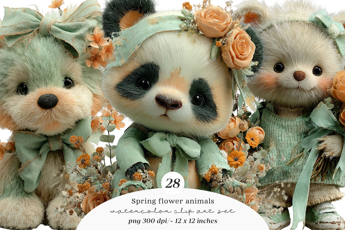 Spring flower animals clipart, an Illustration by SinaCreation (Photo 1 of 11)