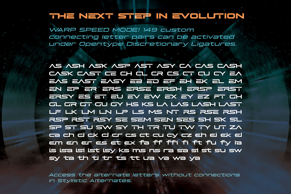 Hyperspace Race Extended sci-fi font preview 4