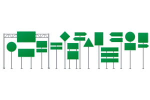 Street road traffic signs on poles, a Transportation Illustration by Vector Tradition