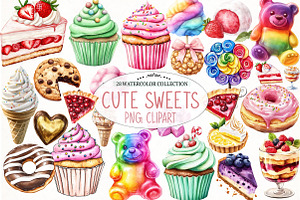 Watercolor Cute Sweets Clipart, an Illustration by Watercolor design