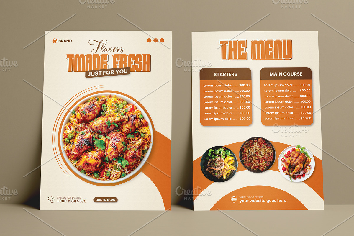 2-Sided Restaurant Menu Template, a Brochure Template by vectorlnk (Photo 3 of 5)