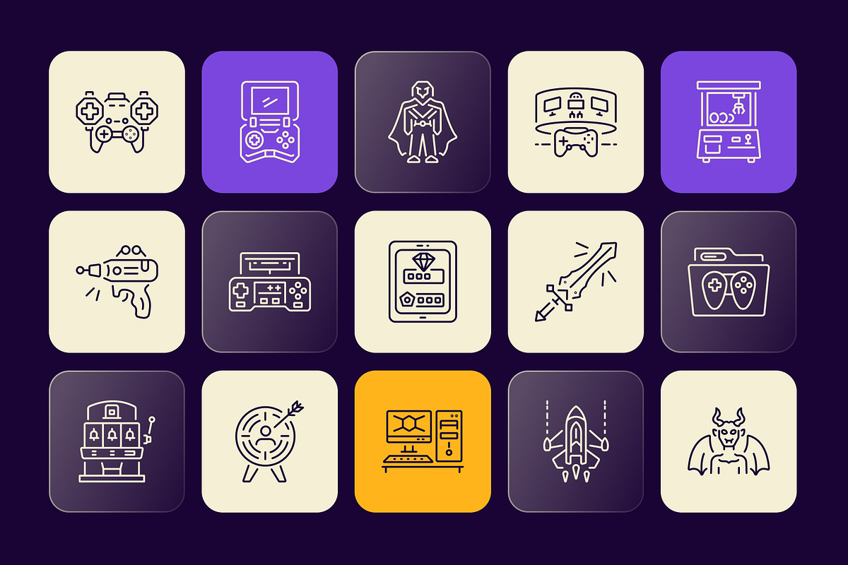 Video Game Icons Set, an Outline Icon by Prosymbols (Photo 5 of 7)
