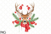 Christmas Deer Clipart, an Illustration by Black Bird Studio (Thumbnail 1 of 4)