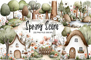 Watercolor Spring Scene Clipart, an Illustration by Designworld (Thumbnail 1 of 6)