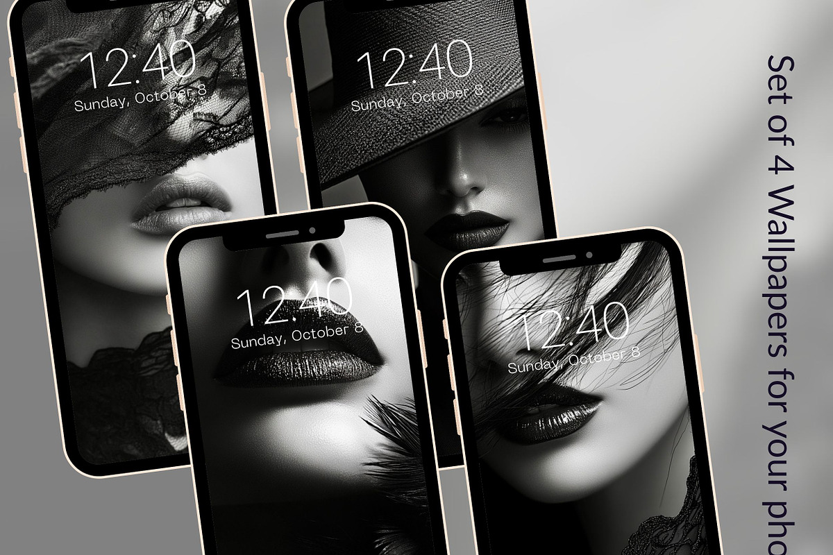 Black and White Glam Phone BG, a Wallpaper Graphic by Kalindiprints (Photo 1 of 6)