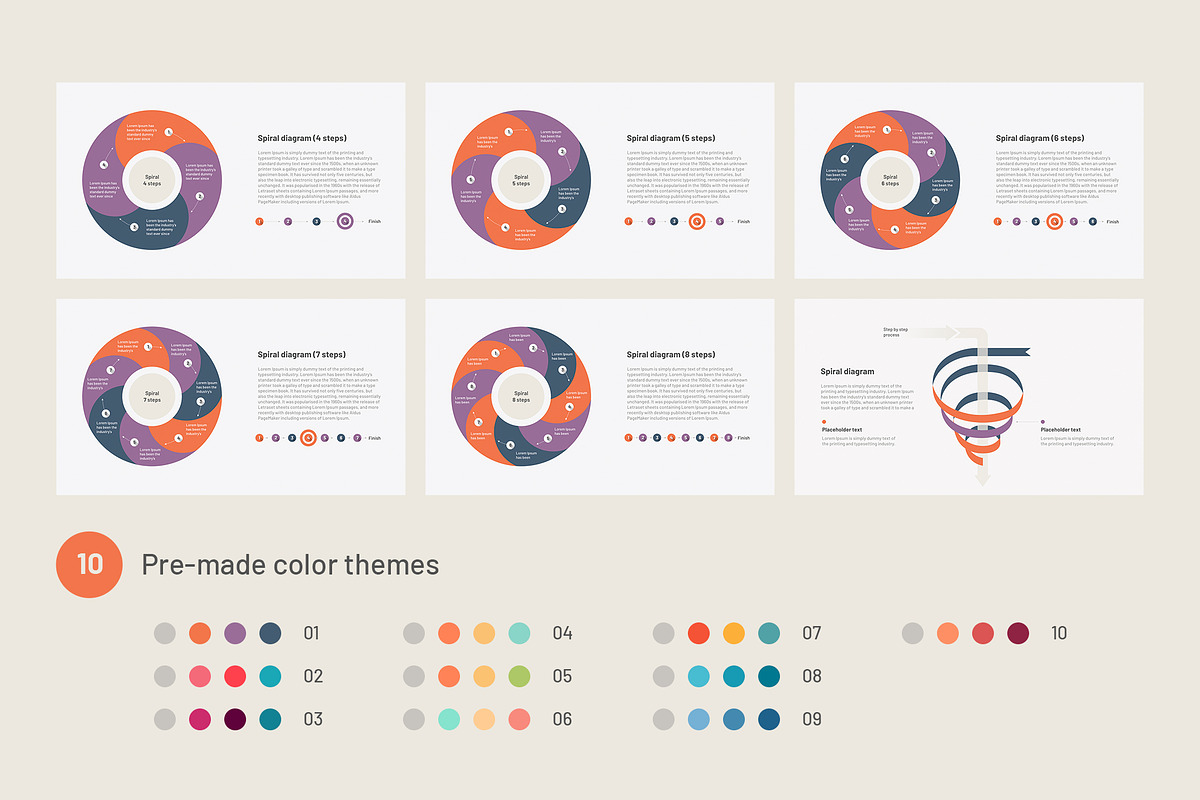 Spiral Diagrams for PowerPoint, a Presentation Template by HiSlide.io (Photo 6 of 6)