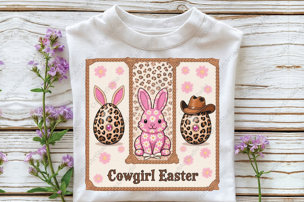 Cowgirl Easter Western Cow Print PNG, an Illustration by CraftArtStudio (Photo 3 of 4)