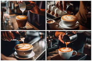 12 Barista Making Coffee Backgrounds