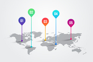 World Map With Infographic Pointer, a Background Graphic by Black White Mouse Design