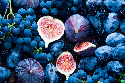 Fresh figs grapes prunes containing agriculture, autumn, and berry fruit