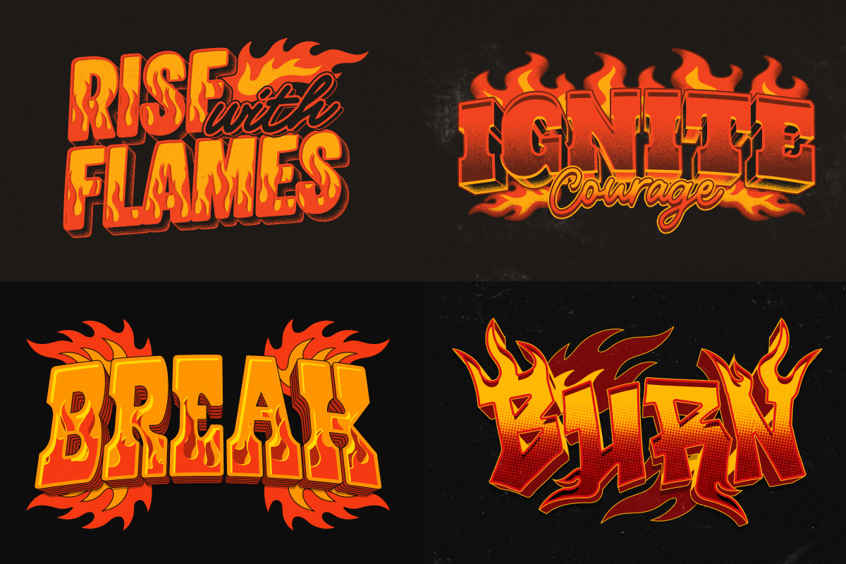 3D Fire Flame Text Effect, a Layer Style Add-On by Matsero (Photo 3 of 4)