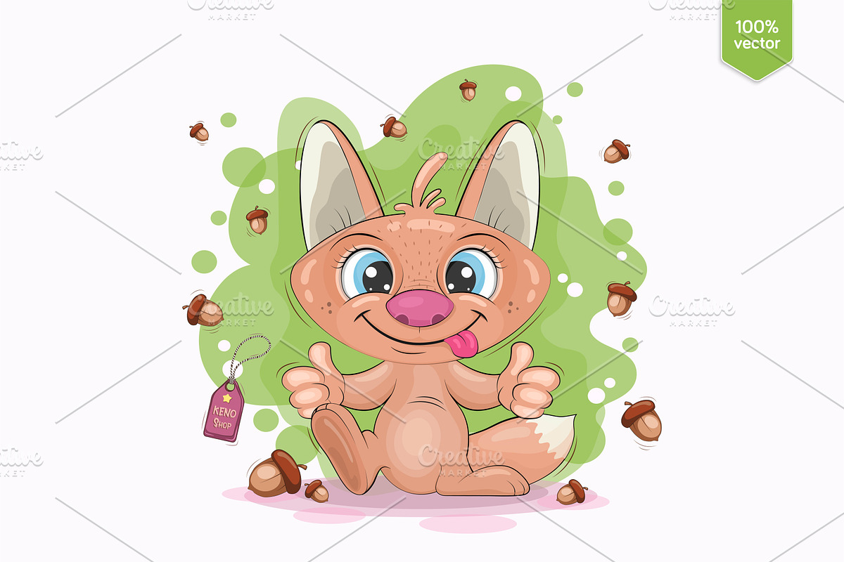 Cute cartoon fox. Tshirt, PNG., an Animal Illustration by KENO Mascots (Photo 2 of 3)