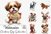 Christmas Dog Sublimation Clipart Bu, an Illustration by CrexoraLab (Thumbnail 1 of 5)