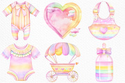 Pastel Baby Clipart Watercolor, an Illustration by Craft Nest (Thumbnail 3 of 9)