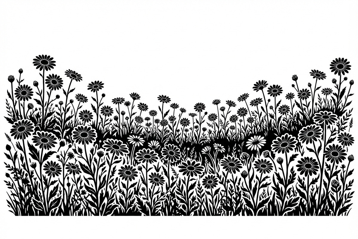 60 Daisy Flower Field Silhouette, a Seasonal Illustration by Amazin_art (Photo 5 of 36)