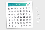Data Line Icons Set, an Outline Icon by Voysla's Shop (Thumbnail 4 of 4)