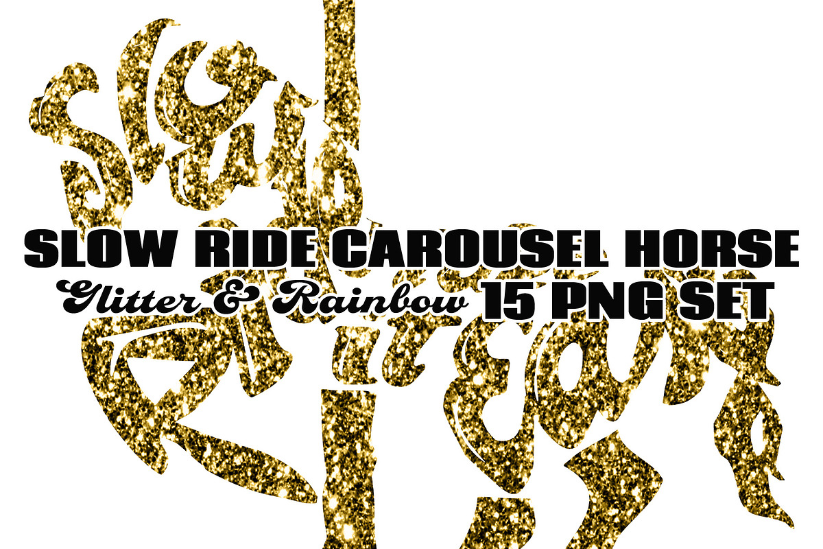 Rainbow & Glitter Carousel Horse PNG, an Illustration by AlexandHer Digital Art (Photo 7 of 8)