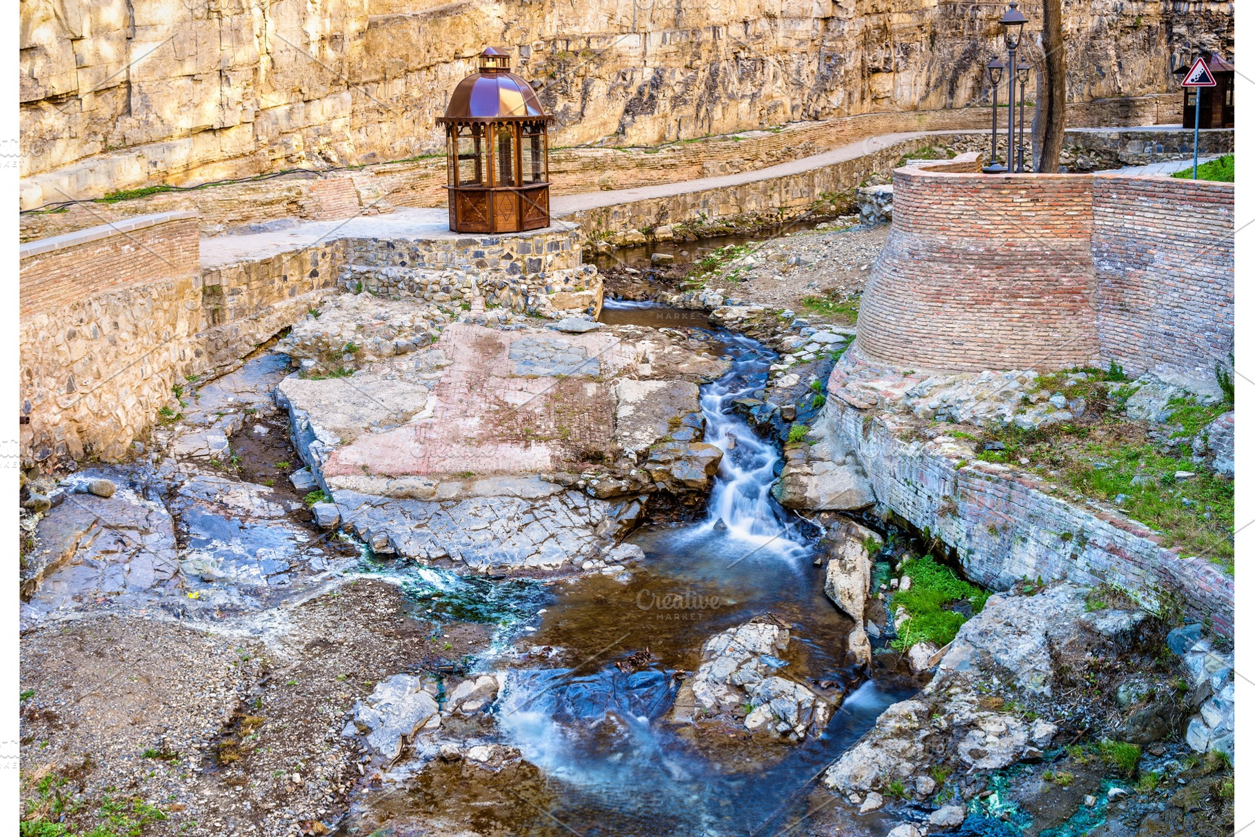 Waterfall in botanical gardens of tbilisi containing forest, stream, and, a Nature Photo by Leonid Andronov