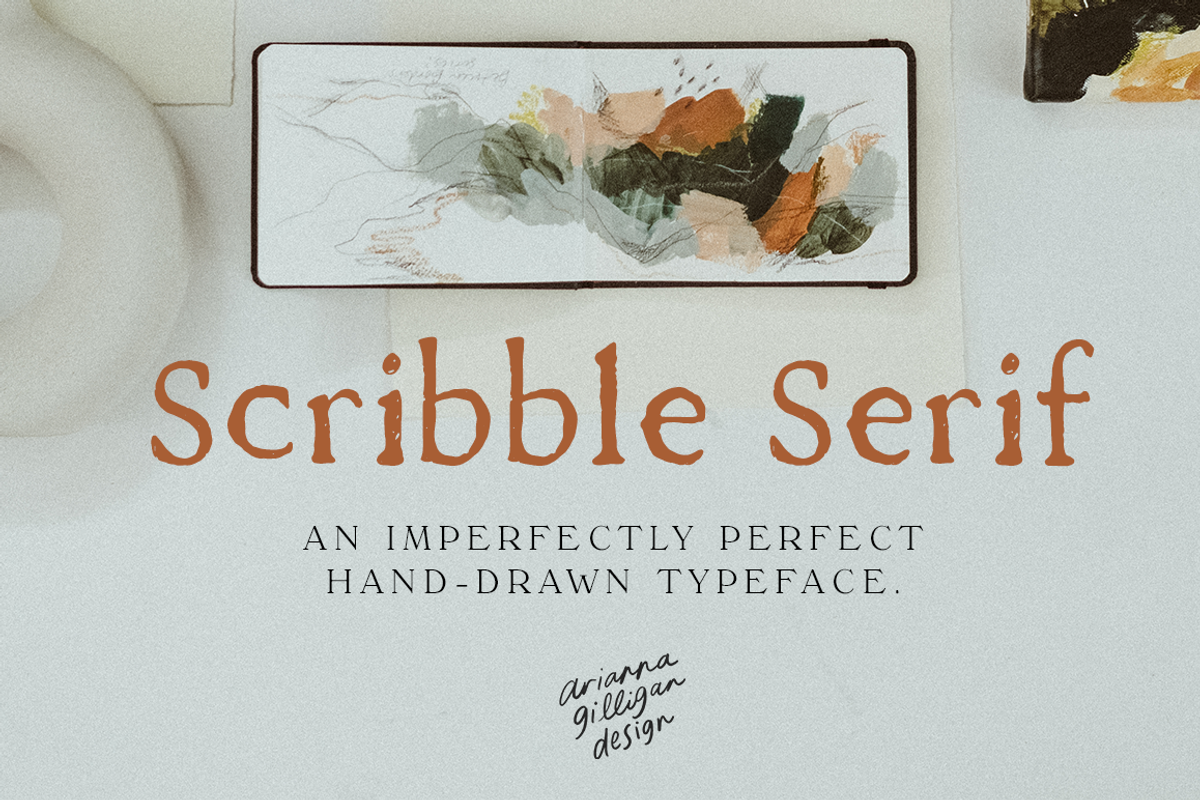 Scribble Serif, a Font by Drawn By Arianna (Photo 1 of 2)