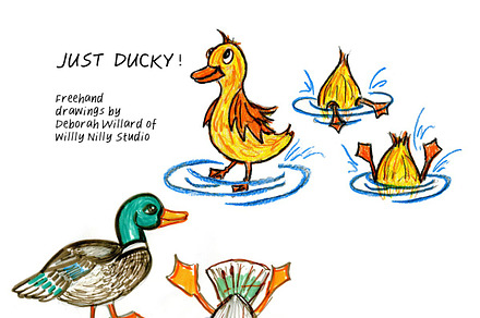 Whimsical Ducks Clipart, an Illustration by Willy Nilly Studio