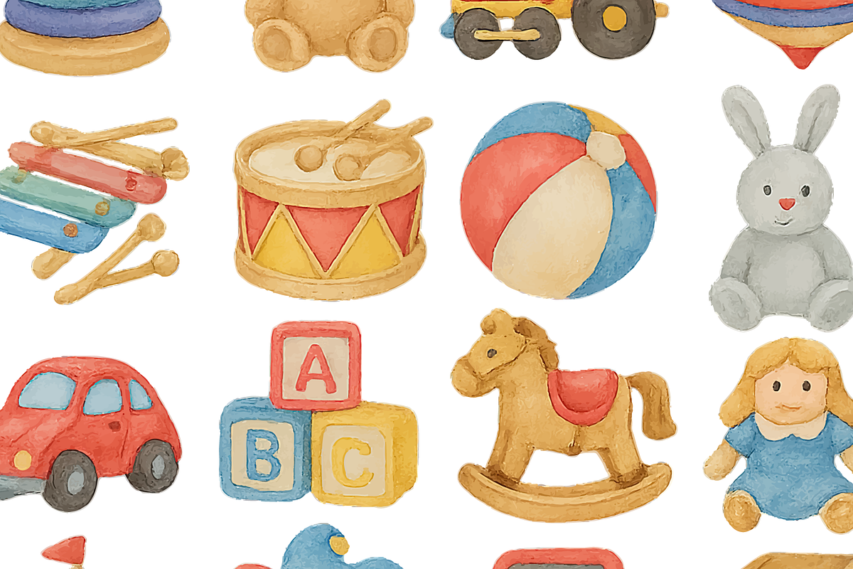 Watercolor Kids Toy Collection Set, an Object Graphic by RT Studio (Photo 3 of 4)
