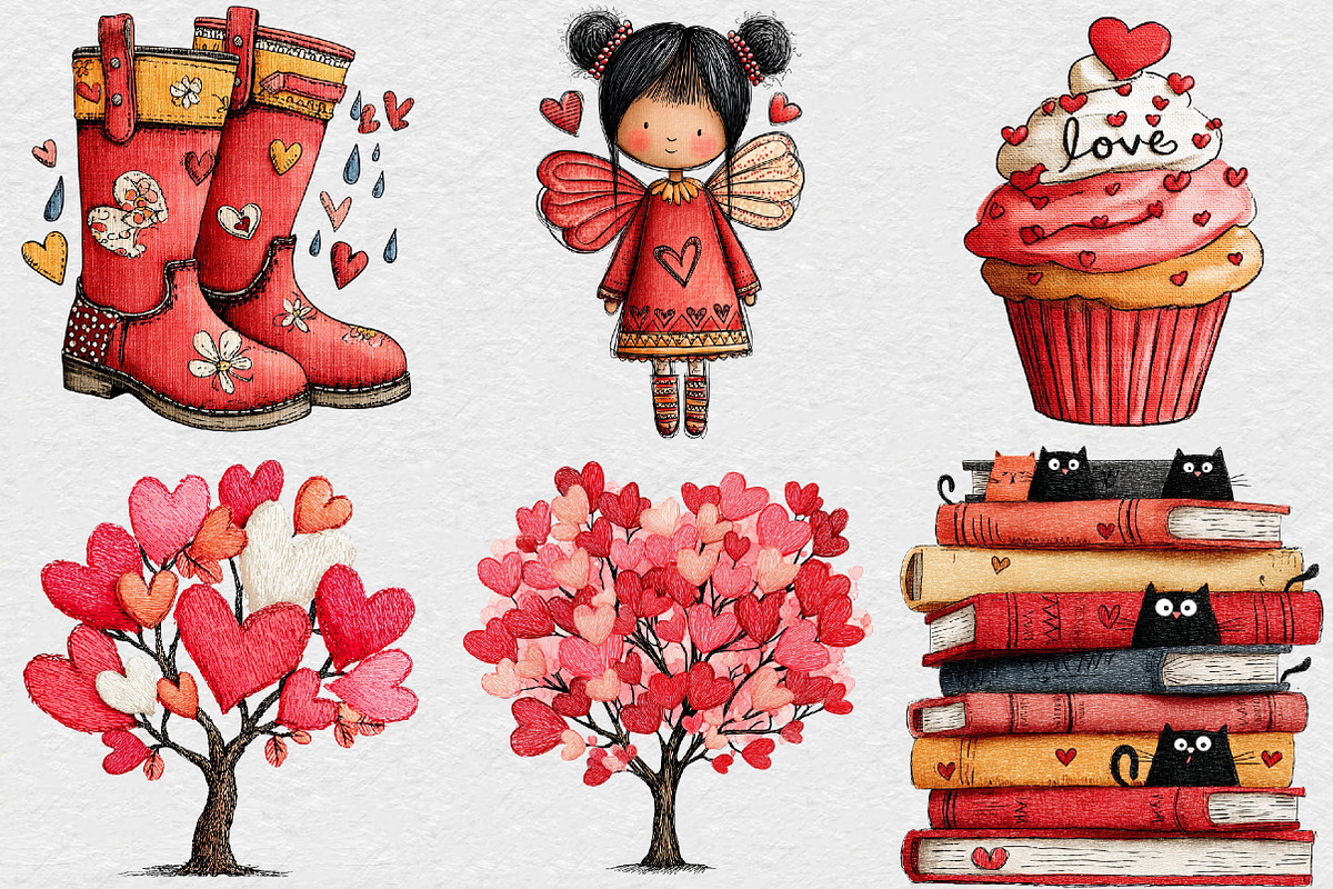 Hand-drawn Valentines Day Clipart, an Illustration by DreamCafeArt (Photo 3 of 6)