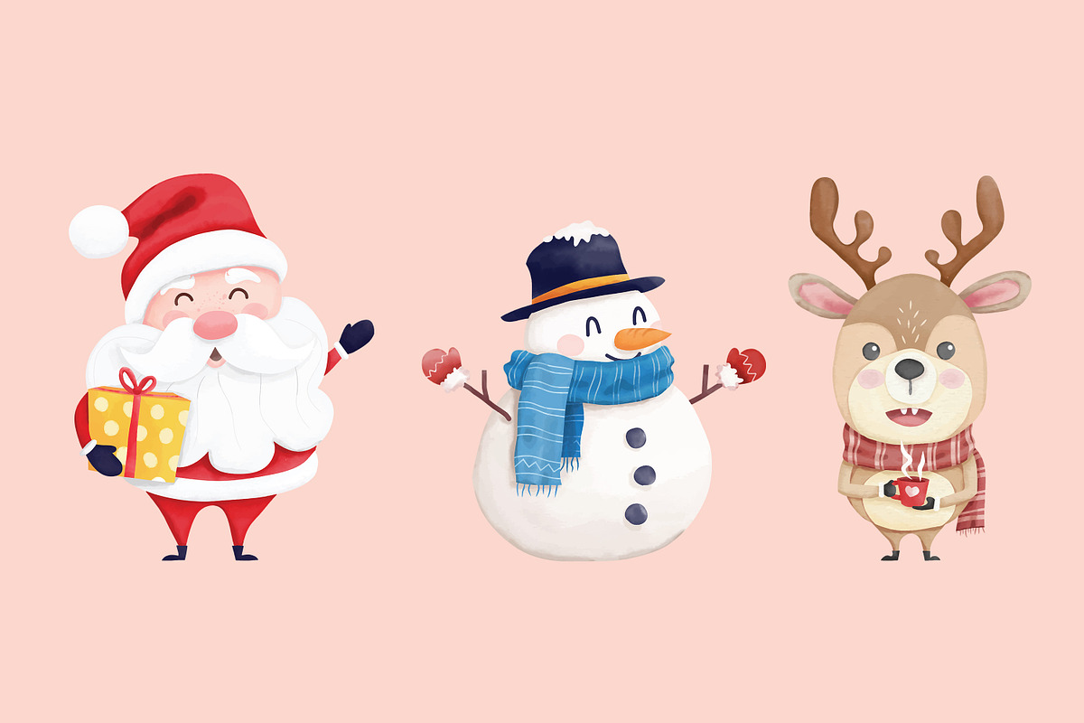 Watercolor Christmas Characters Set, a Decorative Illustration by Believe Creatives (Photo 2 of 4)