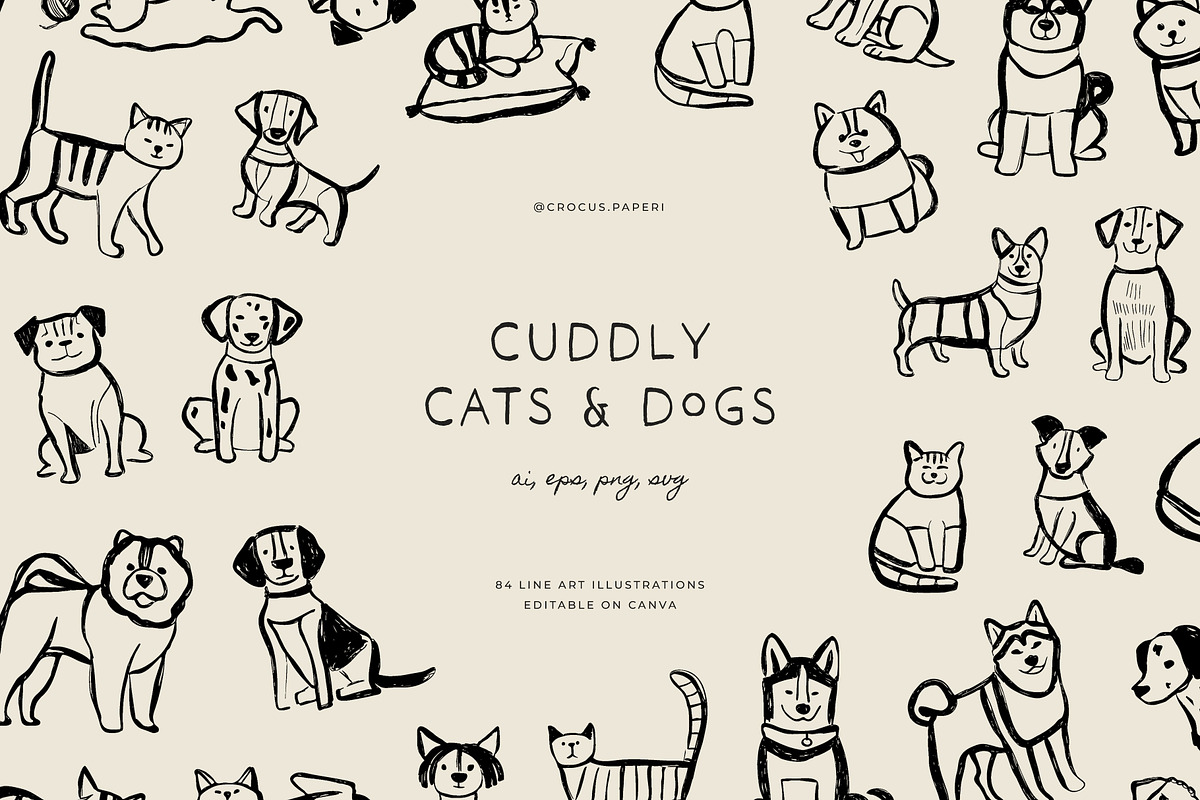CATS & DOGS illustrations, an Animal Illustration by Crocus Paperi (Photo 1 of 5)