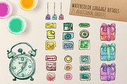 Watercolor Retro Luggage, an Object Graphic by Kitiri Space (Thumbnail 3 of 5)