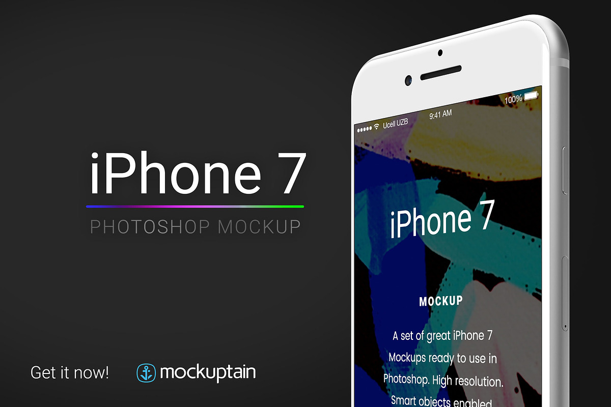 Iphone 7 Mockup Angled White, an iPhone Mockup by mockuptain (Photo 7 of 7)