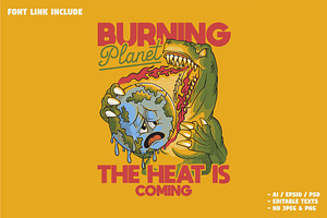 Retro Dinosaur Devouring Earth
