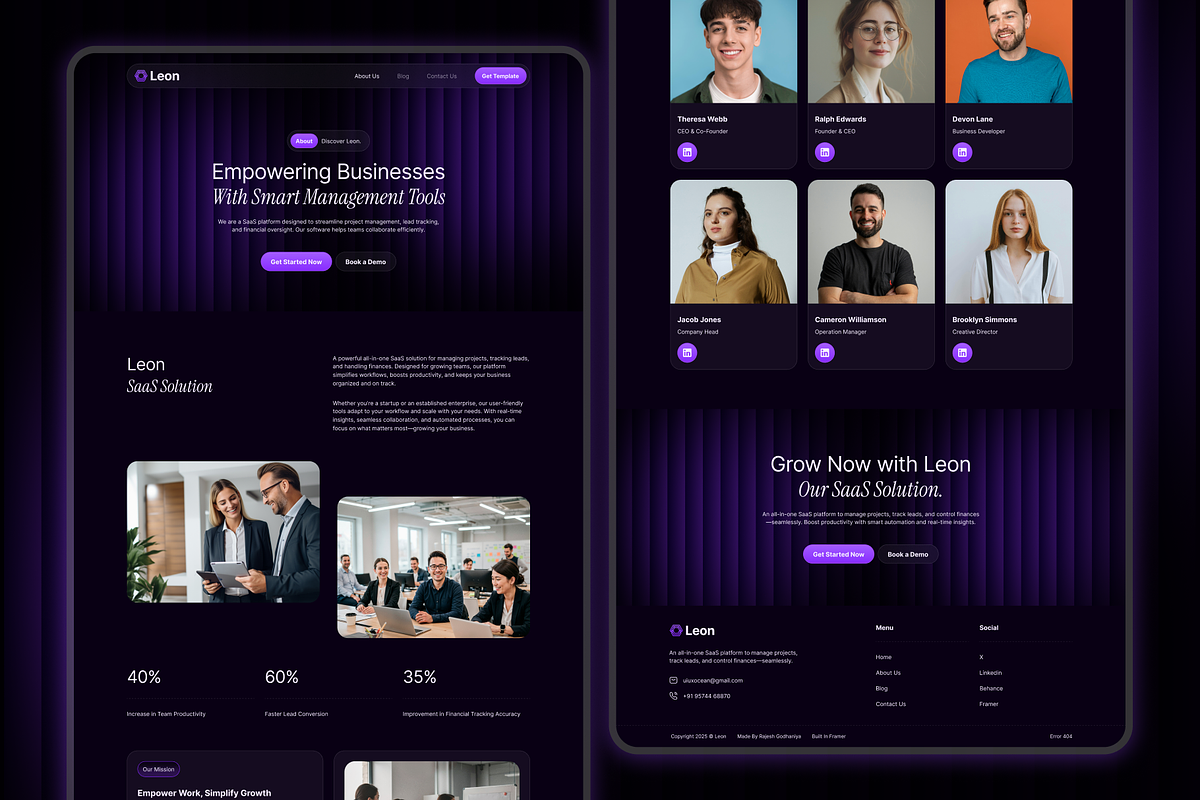 Leon - SaaS Website Framer Template, an UI Kit Template by UI/UX Ocean (Photo 3 of 4)