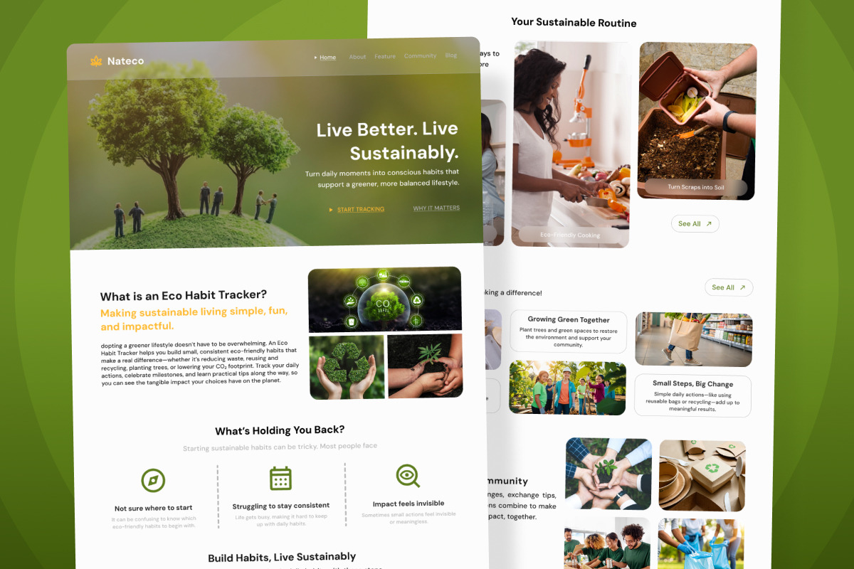 Nateco - Eco Habit Tracker Landing, an App Template by twinstd (Photo 3 of 5)