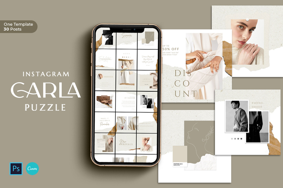 Instagram Puzzle Carla - Canva & PS, a Social Media Template by Eviory