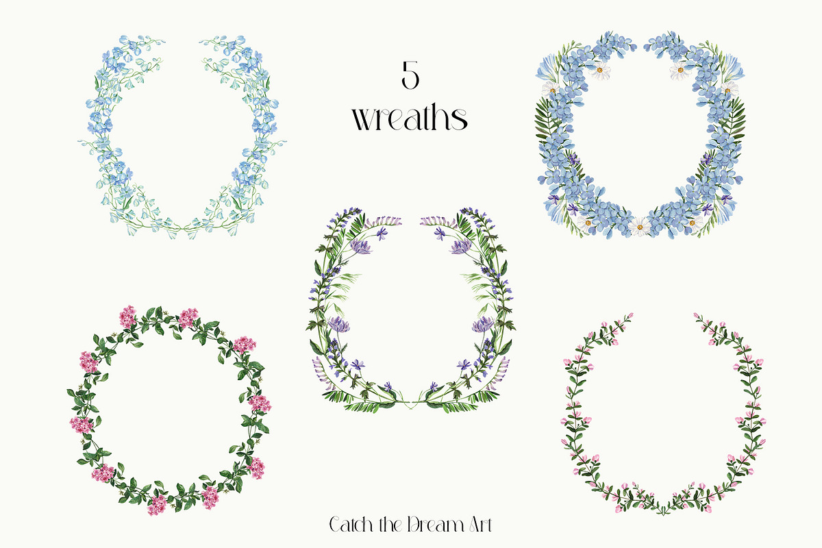 Dusk Blue Watercolor Florals, a Decorative Illustration by Catch the Dream Art (Photo 7 of 12)