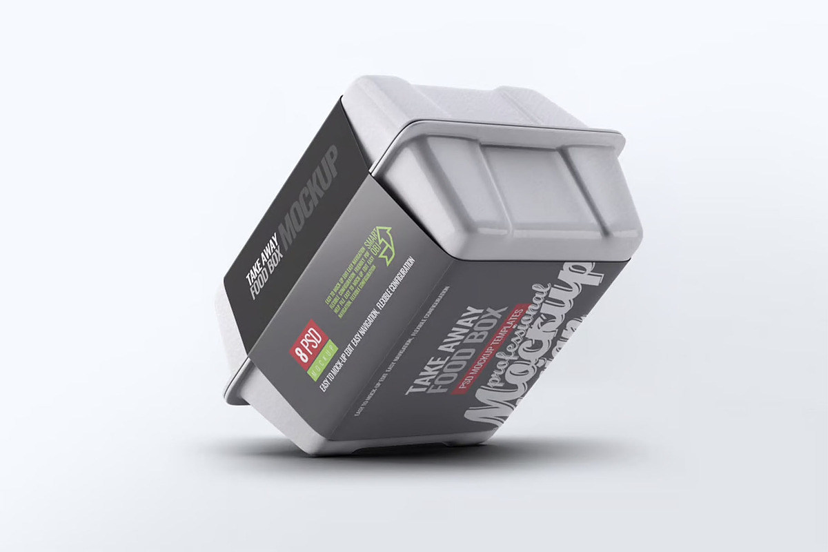 Take Away Food Box Mock-Up, a Packaging Mockup by DesignRushMarket (Photo 6 of 8)
