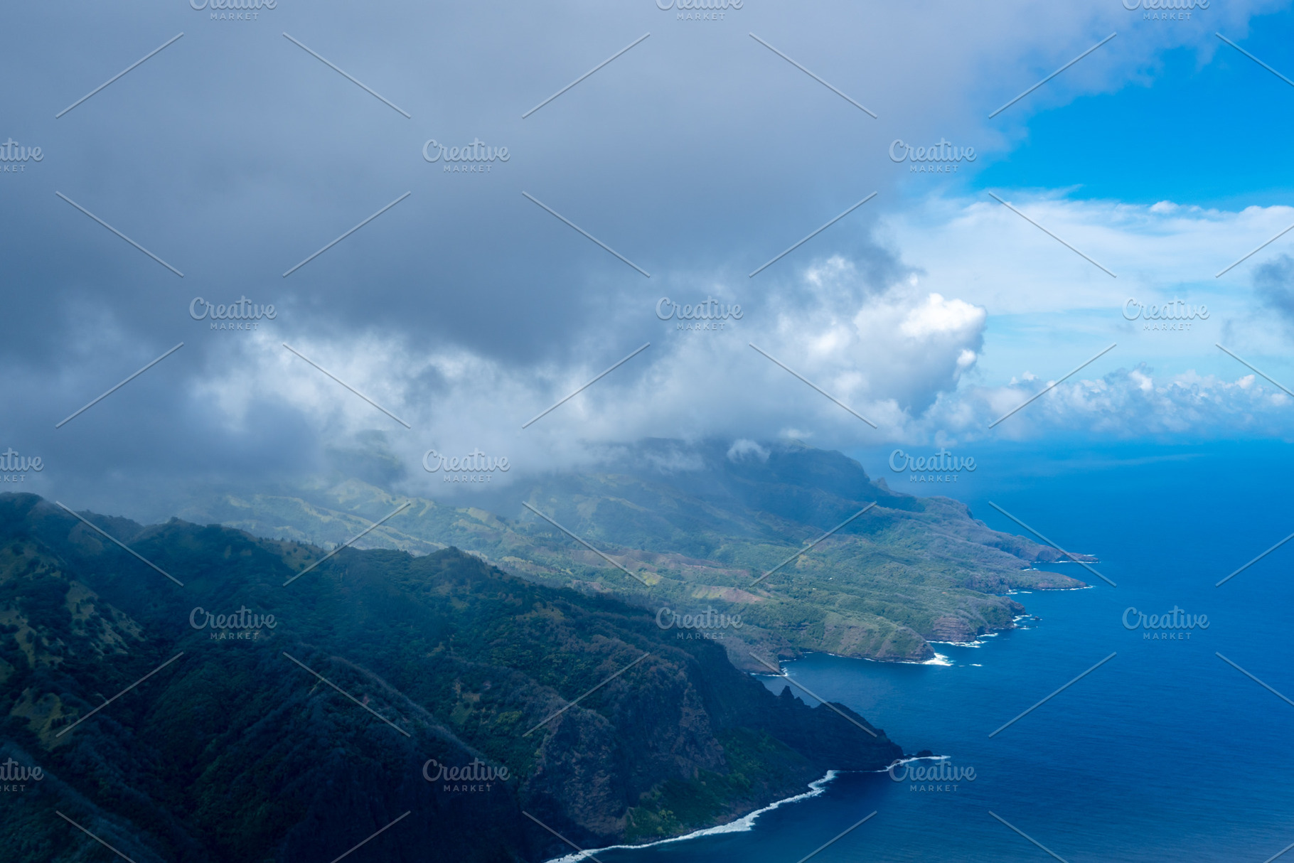 Aerial view of Hiva Oa in the Marquesas Islands, French Polynesi, a Photo by GoodGoods