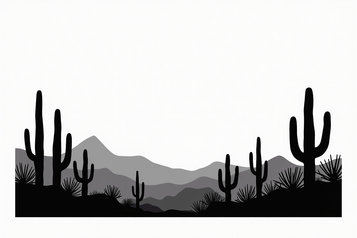 Southwestern Cactus Mountain Vector, an Illustration by hafijul (Photo 8 of 15)
