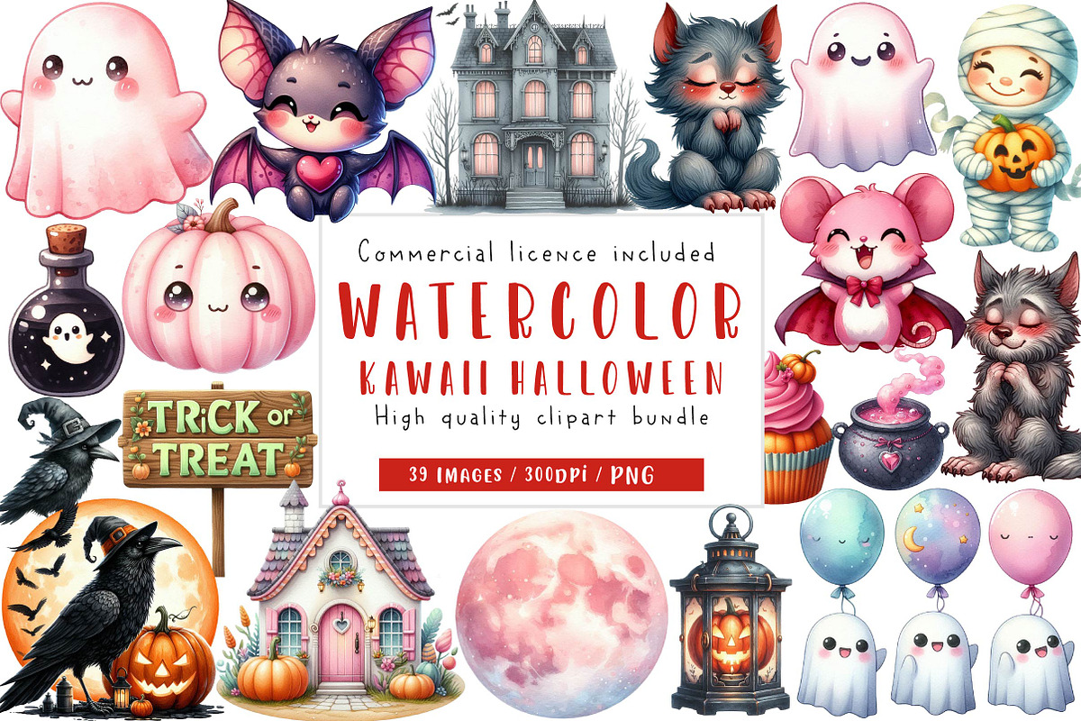 Kawaii Blush Halloween Stickers, an Illustration by CreationArt (Photo 1 of 5)