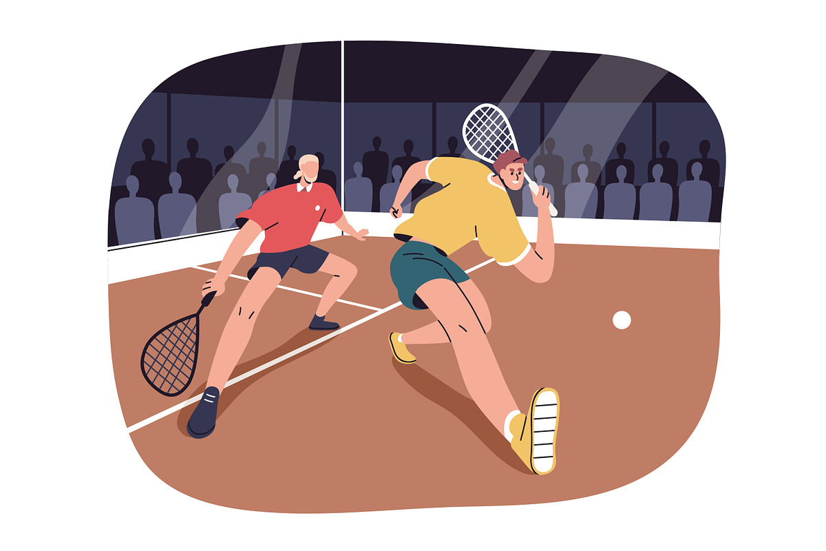 Squash players at sports court set, a Sport Illustration by Good Studio (Photo 4 of 5)