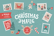Christmas mail. Stamps and stickers, an Illustration by Maru_art (Thumbnail 1 of 7)