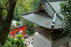 Red torii gate of Enoshima-jinja shrine in Japan, an Architecture Photo by GoodGoods