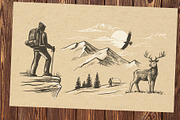 Adventure sketch vector set., an Animal Illustration by bioraven (Thumbnail 7 of 10)